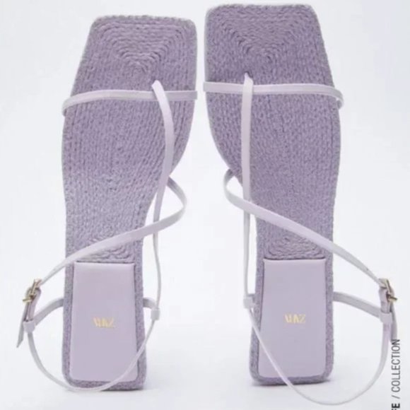 Zara Heeled Leather Sandals with Insole Mauve 7.5 - Picture 8 of 10